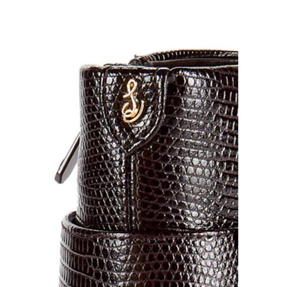 Sam Edelman Weslie 2 Embossed Buckle Wedge Ankle Boots | Womens Sz 6.5 Brown NEW - Picture 5 of 7